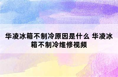 华凌冰箱不制冷原因是什么 华凌冰箱不制冷维修视频